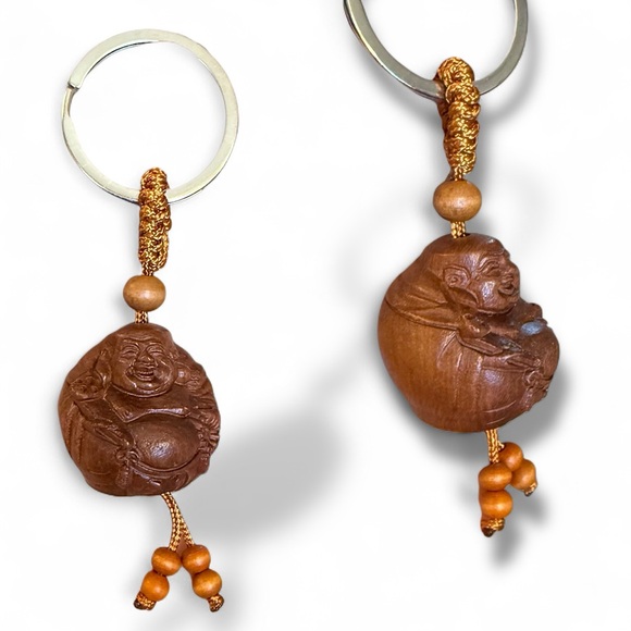 Buddah key ring wood new carved hanmade - Picture 1 of 2